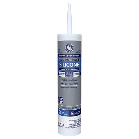 Silicone I GE Window & Door Clear Silicone 1 Window and Door Caulk Sealant 10.1 oz 2795576